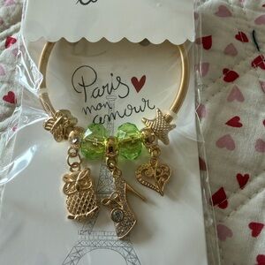 Gold Charm Bracelet/Green Beads  All accessories on page 1 for $8 or 3 for $20